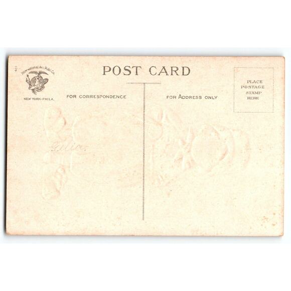 Easter Postcard Ellen Clapsaddle Dutch Boy Painted Eggs In Wooden Shoe Ser 411 - Picture 2 of 2